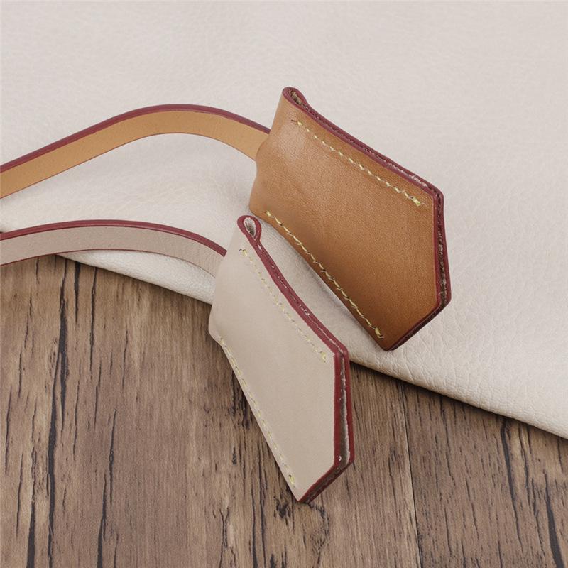 Luxury Apricot Leather Luggage Tag: Genuine Leather Suitcase Tag with Tree Paste Design