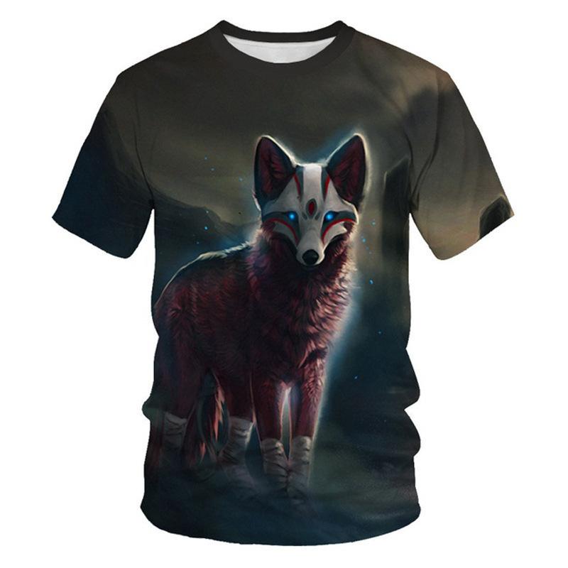 New 3D Printed T-shirt for Men's Short Sleeved Animal Fox Print T-shirt