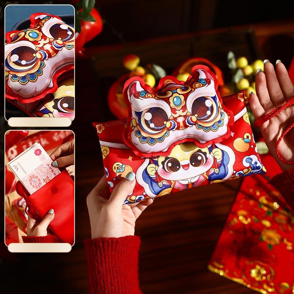 Cute Cloth Red Envelope Bag Crossbody Capable Creative Dragon Shoulder Bag 3D Snake Year New Year Red Packet Unisex