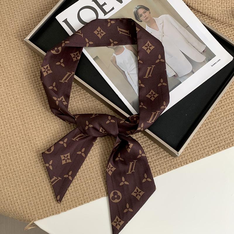 

Шелковый шарф, длинная полоса, премиальное ощущение, атласный шелковый шарф с принтом, повязка на голову, женская ретро-прическа, лента, завязанная на сумке, лента, пояс.