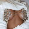 Women's Body Belly Chain Silver Bra Jewelry Sexy Necklace Bikini Sexy Hollowed Out Chest Chain for Beach Party Women