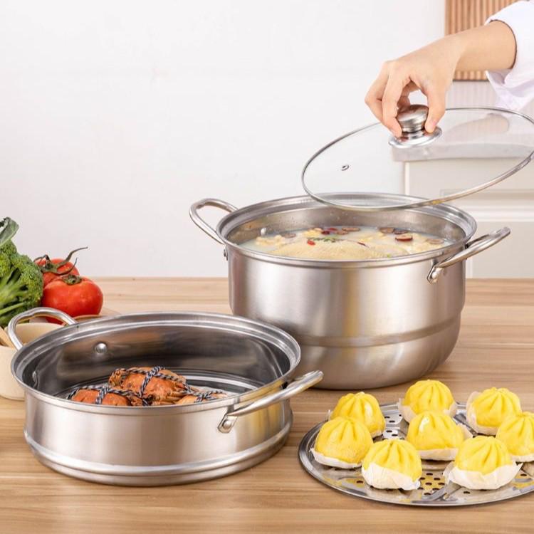 American Style Stainless Steel Multi-Functional Double-Layer Steamer Pot for Cooking and Soup