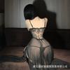 Sexy Lace Temptation Suspender Sexy Underwear Perspective Split Thin Mesh Nightdress Long Dress Uniform Set