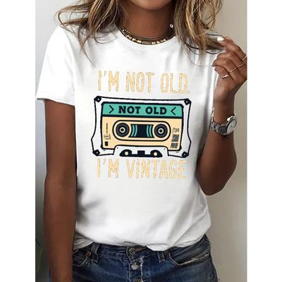 T-shirt Vintage 'Je ne suis pas vieux, je suis Vintage' pour Femme - Taille Européenne, Col Rond Décontracté, Manches Courtes
