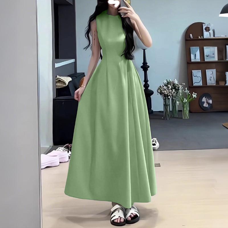 ZANZEA Damen Lässig Rundhals Sommer Ärmelloses Kleid