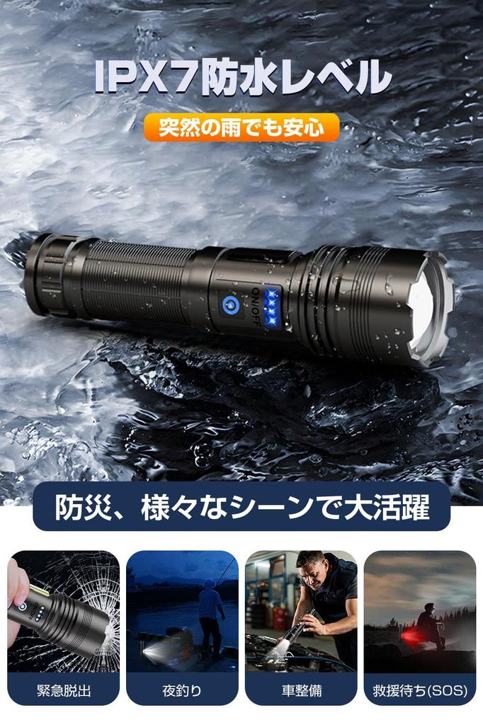Powerful LED Flashlight Rechargeable with 5800mAh 26650 High Handheld Zoom COB IPX6 Maglite Magnetic LED Compatible with AAA for Power Disaster and