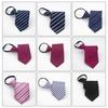 Men's Korean Style Zipper Tie - Red, Blue Striped, Black - Ideal for Business, Formal, Weddings