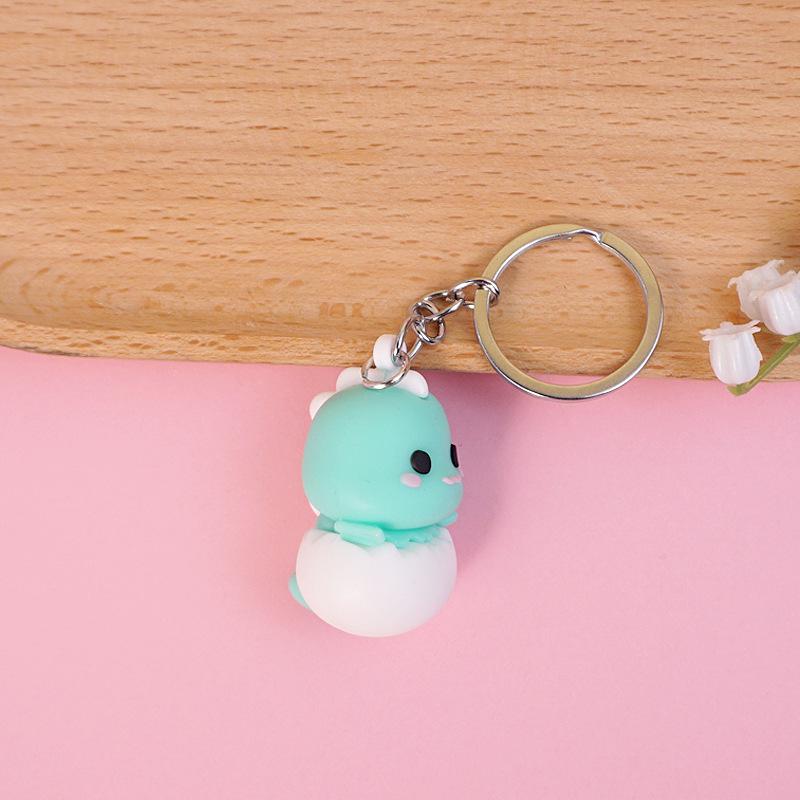 Cute Dinosaur Cartoon Keychain – Soft Rubber Bag Pendant Ornament зелёный