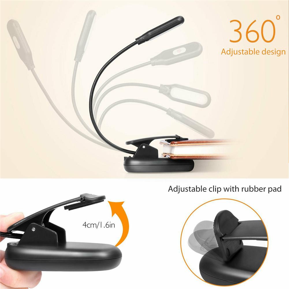 Dimmable Led Reading Light Usb Rechargeable Clip-on Desk Table Reading Book Lamp
