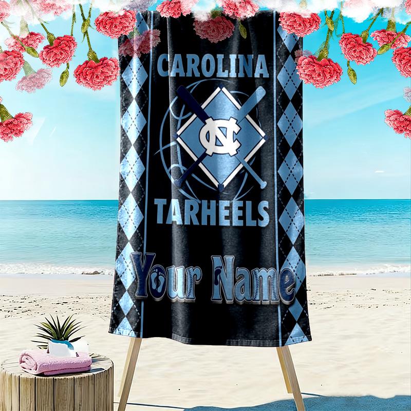 Name Custom North Carolina Print Beach Towel, Large Soft Quick Dry Towel for Beach Camping Swimming
