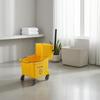 Mop Wringer Pail Cart Metal Handle Floor Warning Graphic