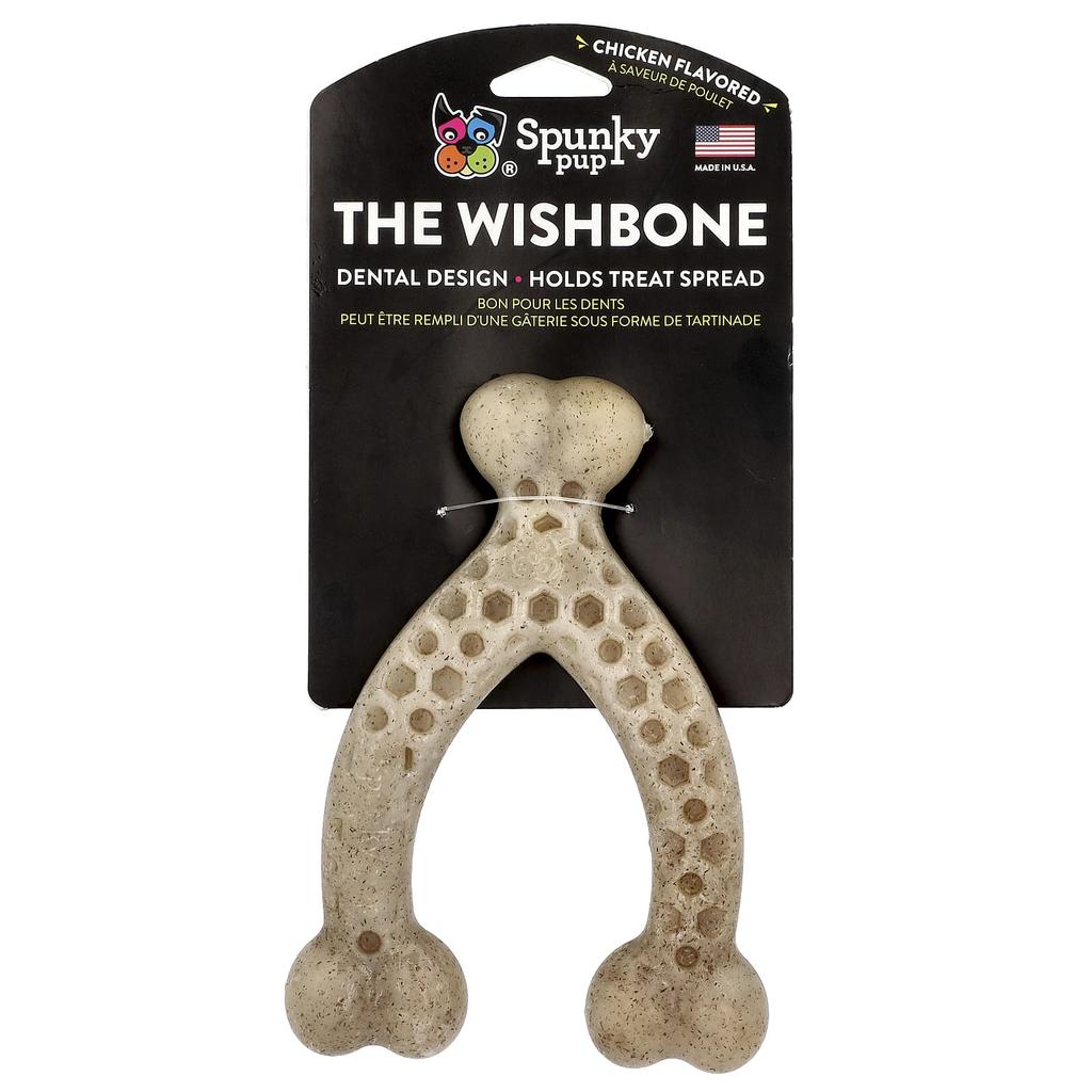 Spunky Pup, Wishbone, Chewable Toy, Large, Chicken, 1 Toy