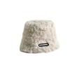 White Furry Fisherman Hat for Women In Autumn and Winter New Style Plus Velvet Warm Korean Version Versatile Barbecue Bucket Hat Trendy