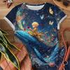 Little Prince Starry Sky Women's T-shirt Casual Fashionable Comfortable Deep Blue Short Sleeve Shirt