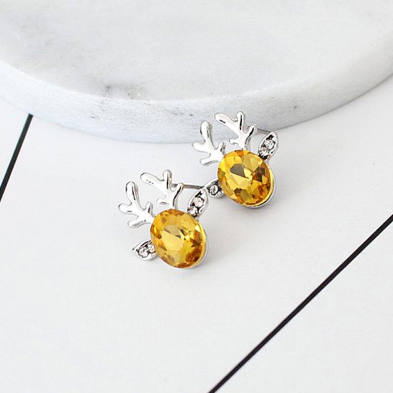 Luxury Crystal Reindeer Antler Earrings for Christmas