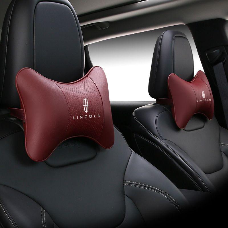2023 Lincoln Car Headrest Pair - Leather Neck Support Pillows for Aviator/MKZ Standard