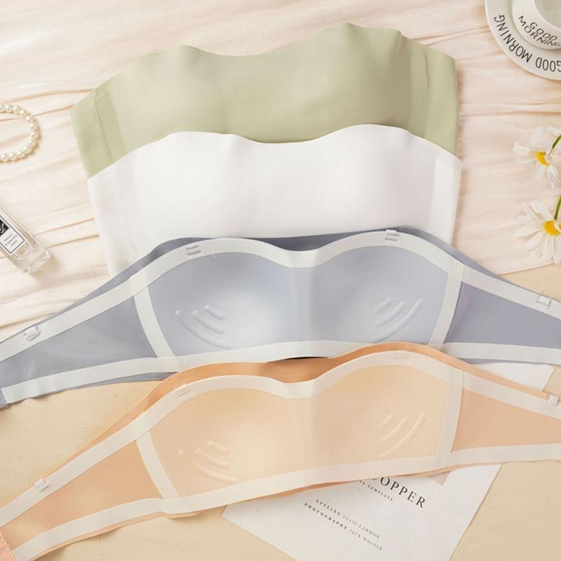 Detachable-Strap Seamless Strapless Wireless Convertible Bandeau Bra Non-Slip Sports Bra Push-Up Comfortable & Breathable Bra for Women