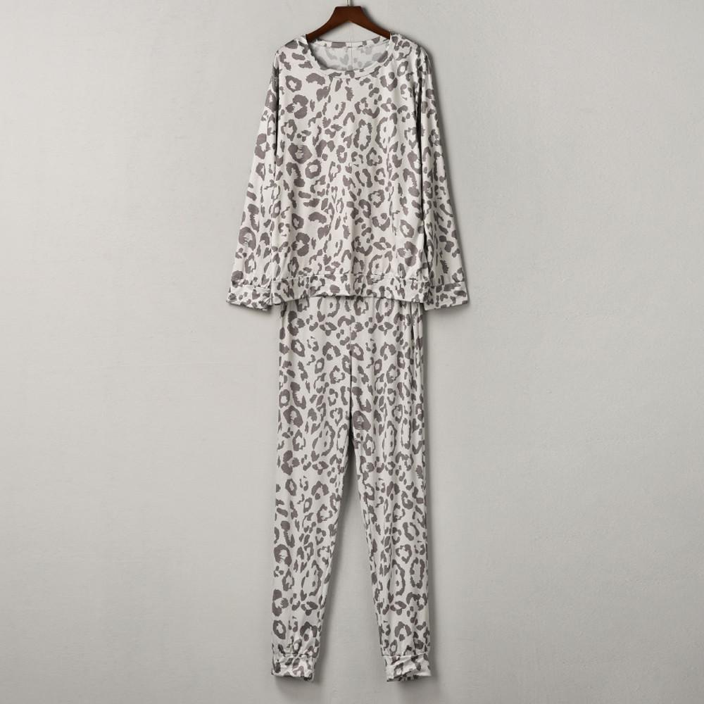 2Pcs Women Tracksuit Leopard Print Pants Sets Leisure Wear Wear Suit