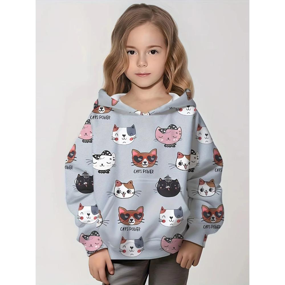 Kids Clothes Girl Hoodies Long Sleeve 3D Cartoon Print Children Spring Fall Clothes Tops Outdoor Casual Polyester Girl Clothing