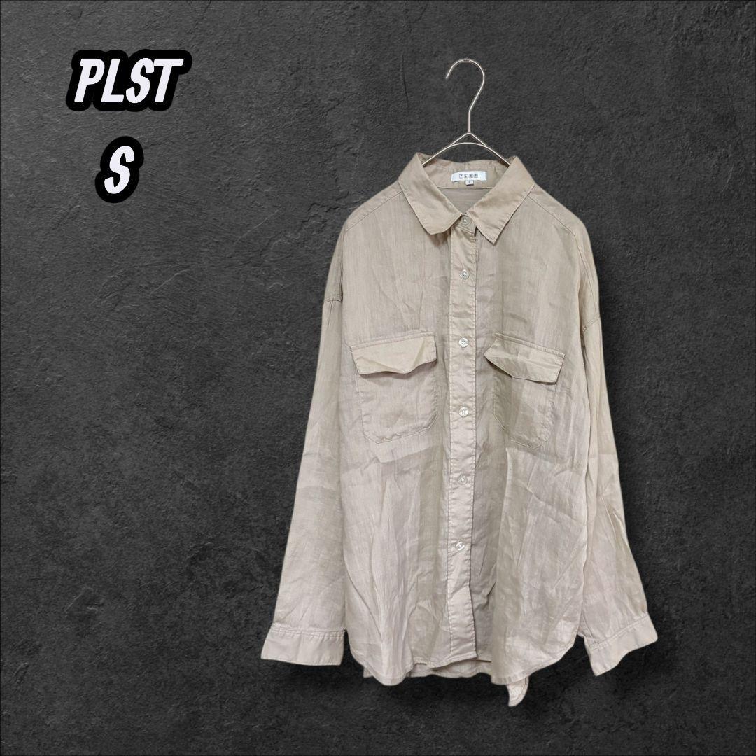 [Plaste] Long sleeve shirt, air conditioning protection, linen blend, simple, elegant S