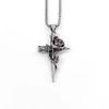 Rose Cross Pendant Necklace for Couples, Vintage Chinese Style Jewelry
