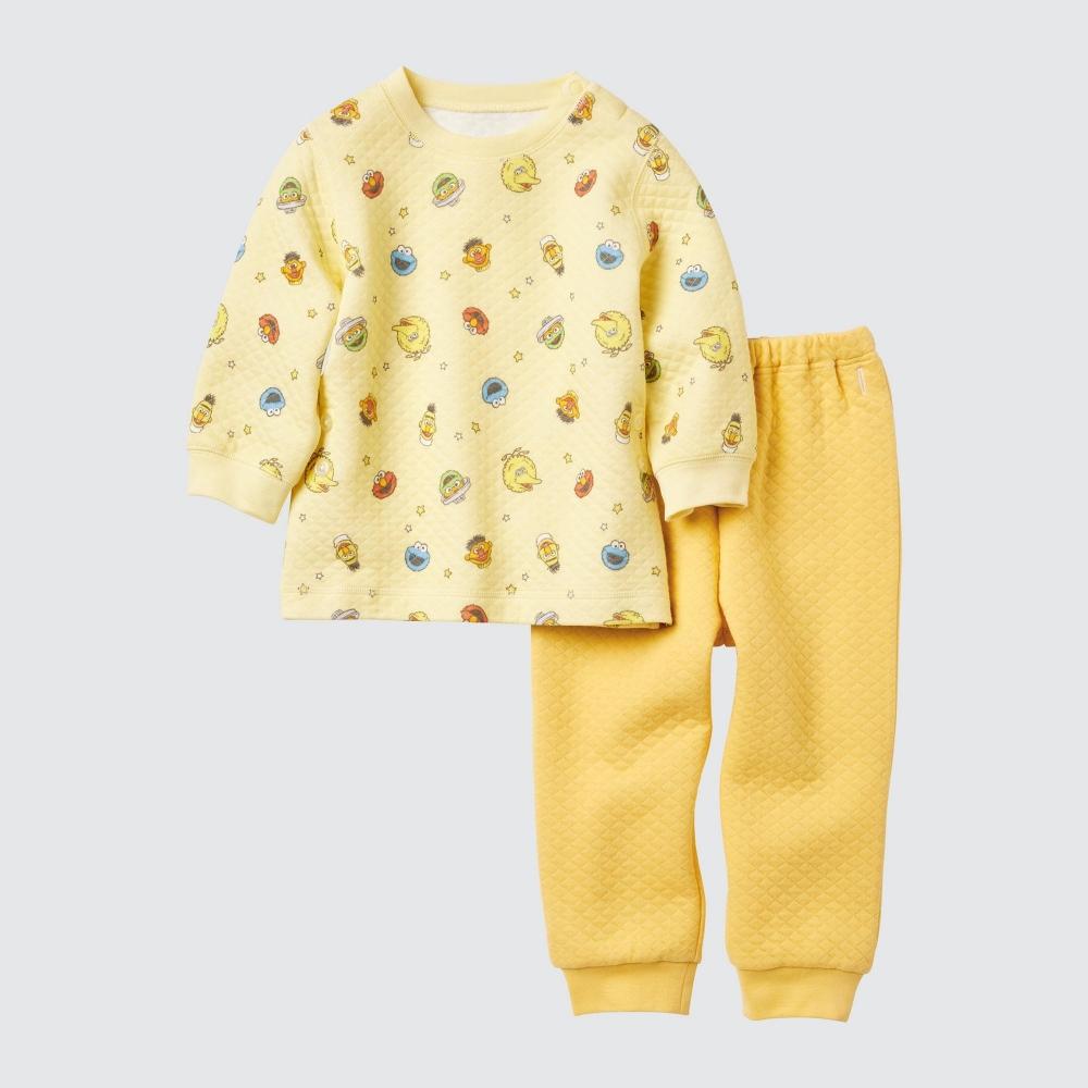 

Uniqlo Bt Улица Сезам стеганая пижама с длинным рукавом B 45 YELLOW/BABY 80