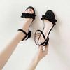 Sandals Women's Summer 2025 New Medium Heel Coarse Heel Versatile One-word Button Women's Shoes Fairy Style with Skirt Fashion Women's Shoes Tide