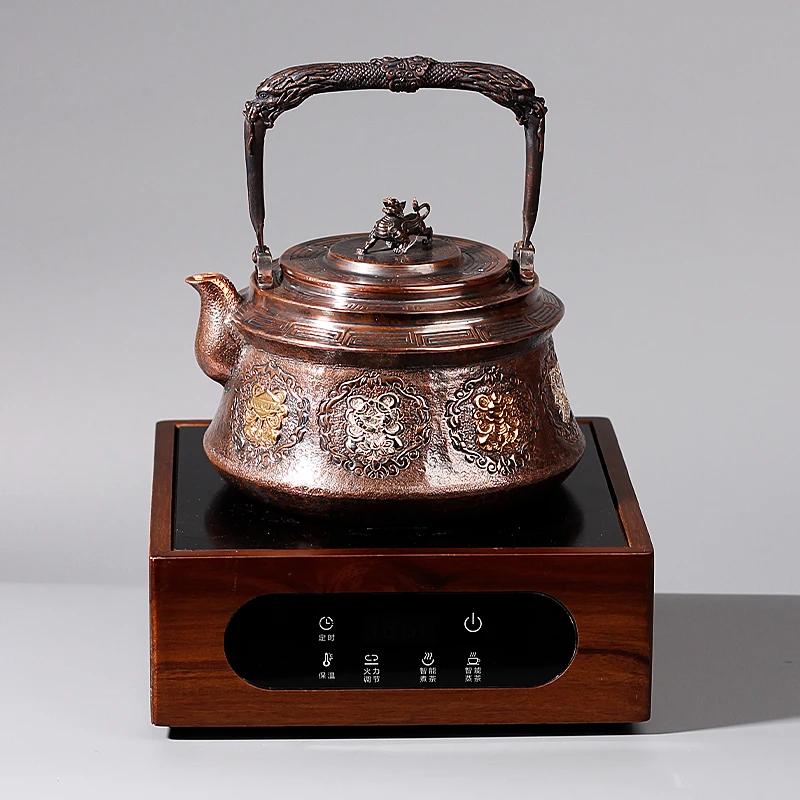 Ceainic Handmade Opt Comori Cupru Pur Seiko Sculptură Aurit Apă Clocotită Îngroșat Gospodărie Chinezesc Retro Ornament de Birou