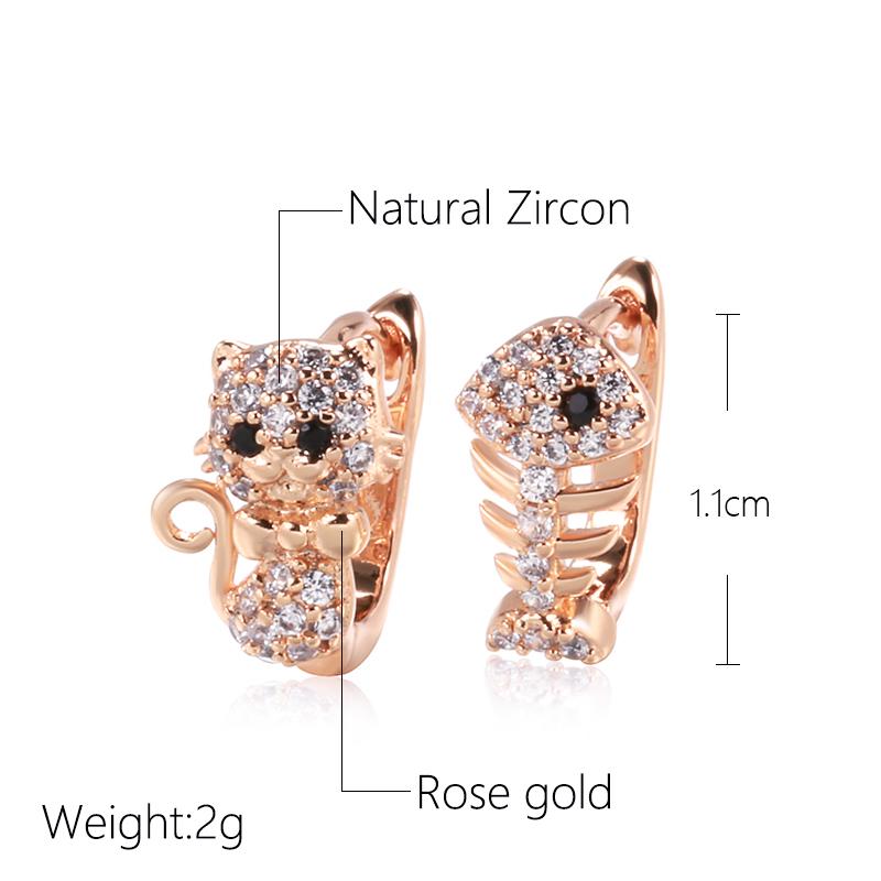 Kinel Cute Cat Drop Earrings For Women Zircon Full Paved Romantic Party Stud Earring Gift