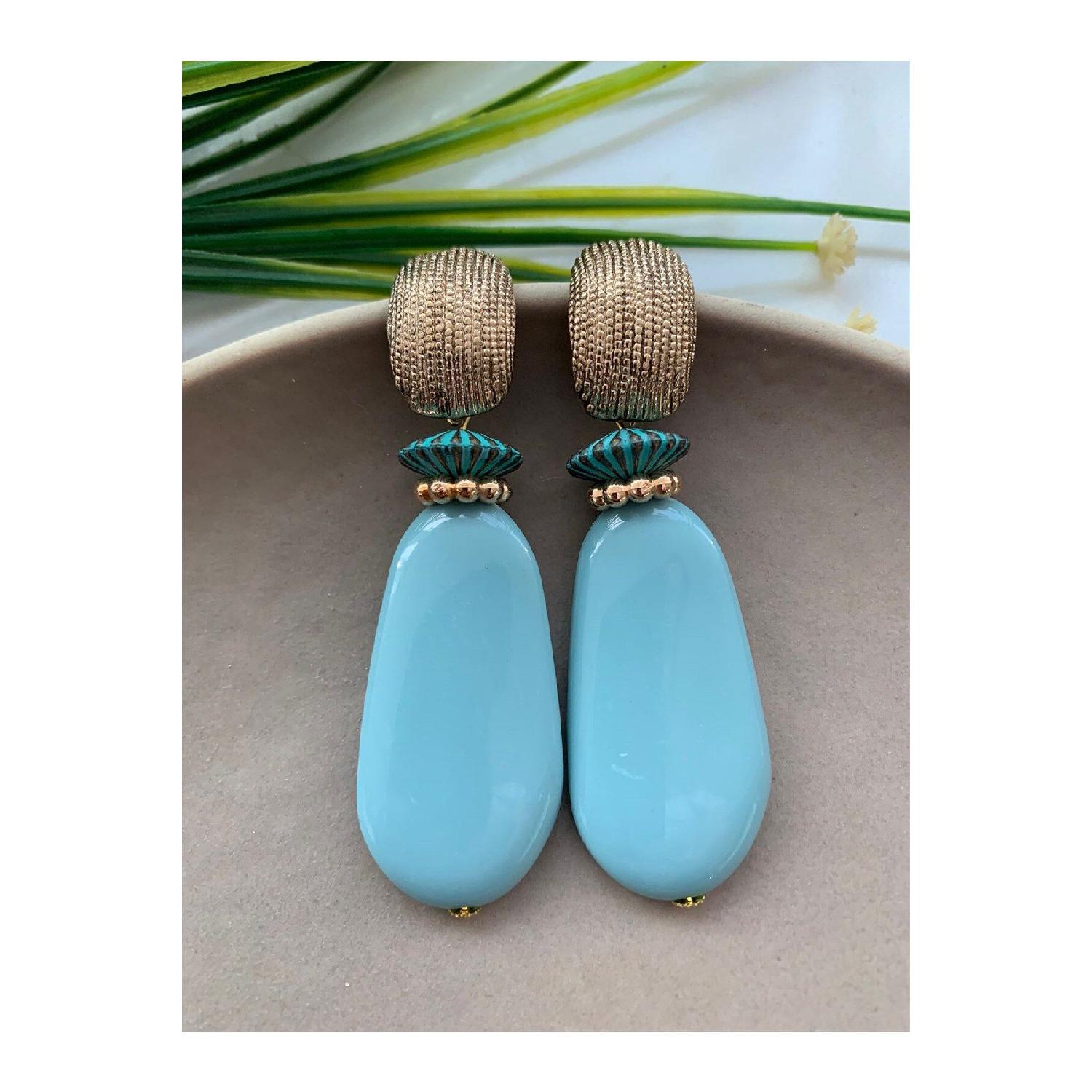 

Синие длинные серьги из бисера синий