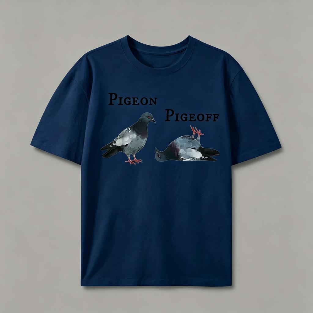 Pigeon English Slogan Crew Neck Short-sleeved Men's Street Style T-shirt