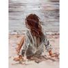 5D DIY Diamond Painting Seaside Girl Full Drill Round Diamond Embroidery Portrait Cross Stitch Mosaic Home Decor