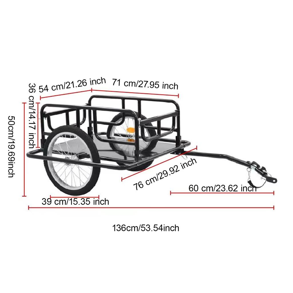 Foldable Cargo Bicycle Trailer Outdoor Riding Rear-Mounted Freight Truck Bucket Bicycle Traction Tool Truck For Carrying Luggage