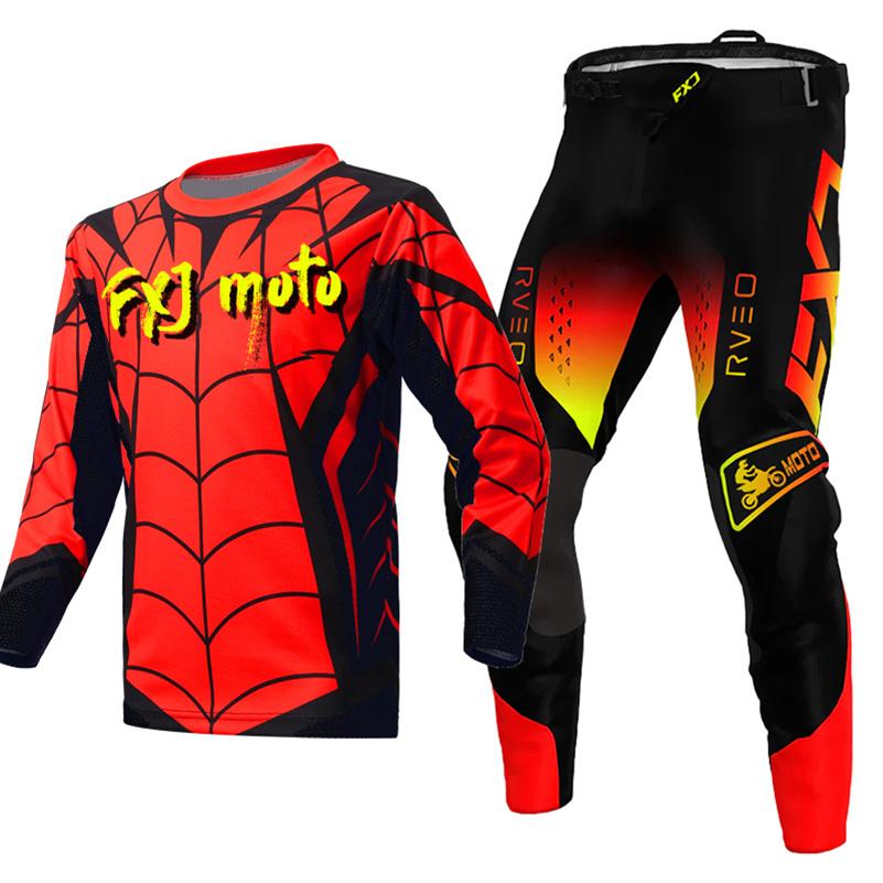 Set di abbigliamento da motocross per bambini 4 5 6 7 8 9 10 11 12 13 anni Ragazzi Bambino Motociclista Ragazzo Ragazza Maglia Pantaloni Kit tuta da corsa Fuoristrada Enduro MX MTB