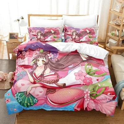 3D Printing Game Kawaii Girls Onmyoji Bedding Set Single Twin Full Queen King Size Bed Set Adult Kid Bedroom Duvet Cover Sets