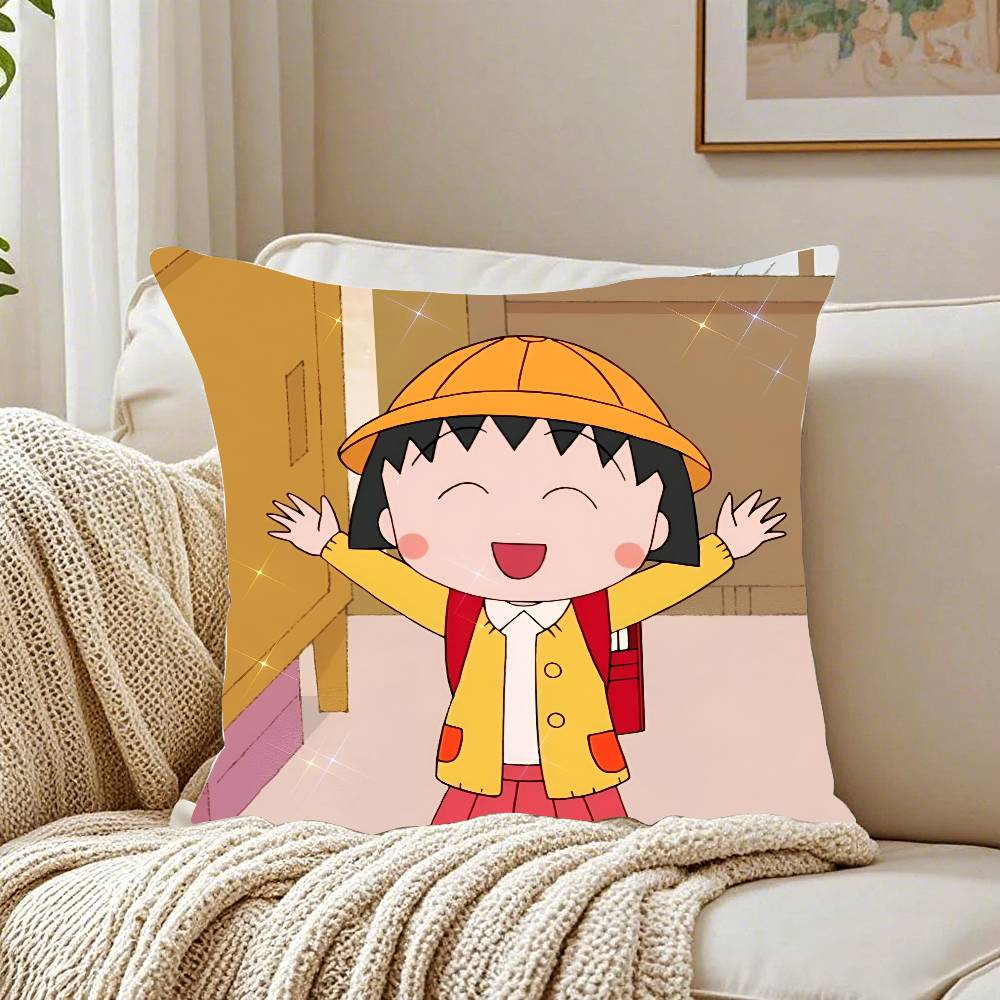 Cherry Maruko-chan Pillow Case Pattern Printed Pillowcase for Living Room Sofa Cushion Cover & Bedroom Decor