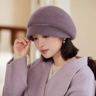 Winter Fashion Versatile Thick Velvet Warm Hat for Middle Aged Elderly People Knitted Knitted Wool Hat for Women