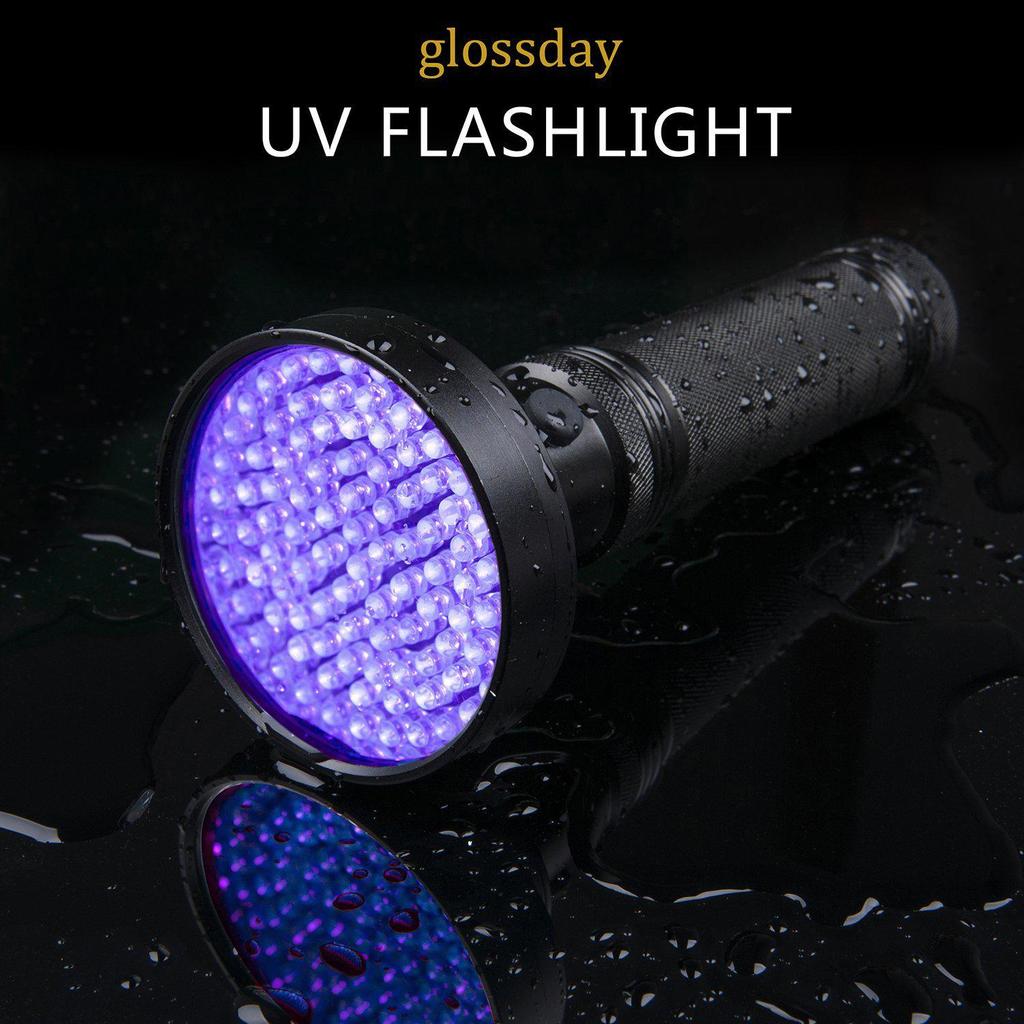 100 LED UV Purple Flashlight for Fluorescent Detection, Ultraviolet Disinfection, Anti-Counterfeiting, and Scorpion Detection.
