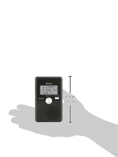 Seiko Clock DA208K, Radio-Controlled Digital Alarm Clock with Bilingual Voice Alarm and Time Signal, POCKETTALK Black Metallic