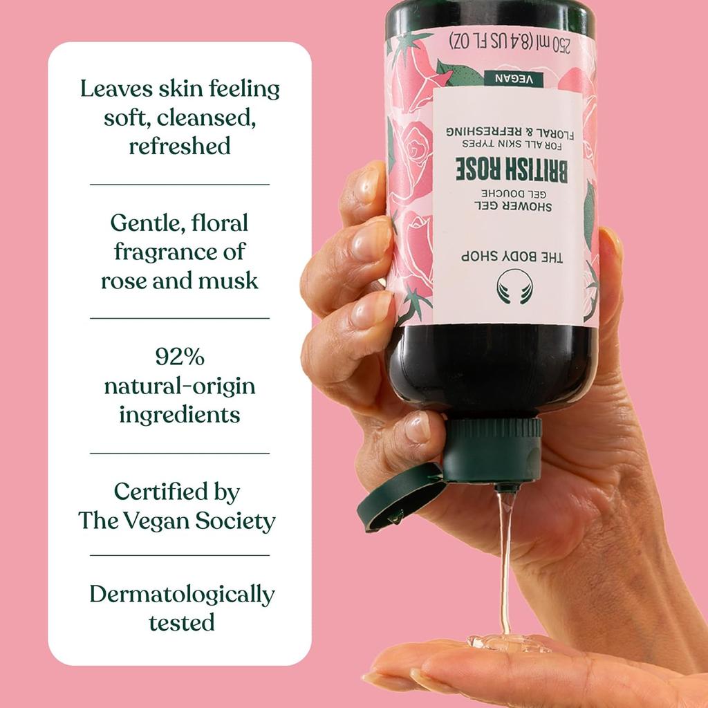 The Body Shop British Rose Shower Gel 250 Ml | Vegan Body Wash for All Skin Types, Cleanse & Refresh