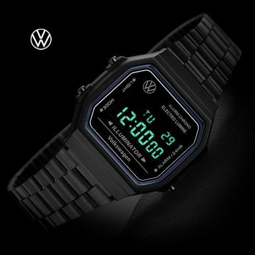 

[Volkswagen Watch] Volkswagen Watch Retro Digital All Black One Size