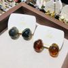 Maillard Warm Brown Cat's Eye Earrings for Women Autumn and Winter Fashion Minimalist Geometry Jewelry Gifts