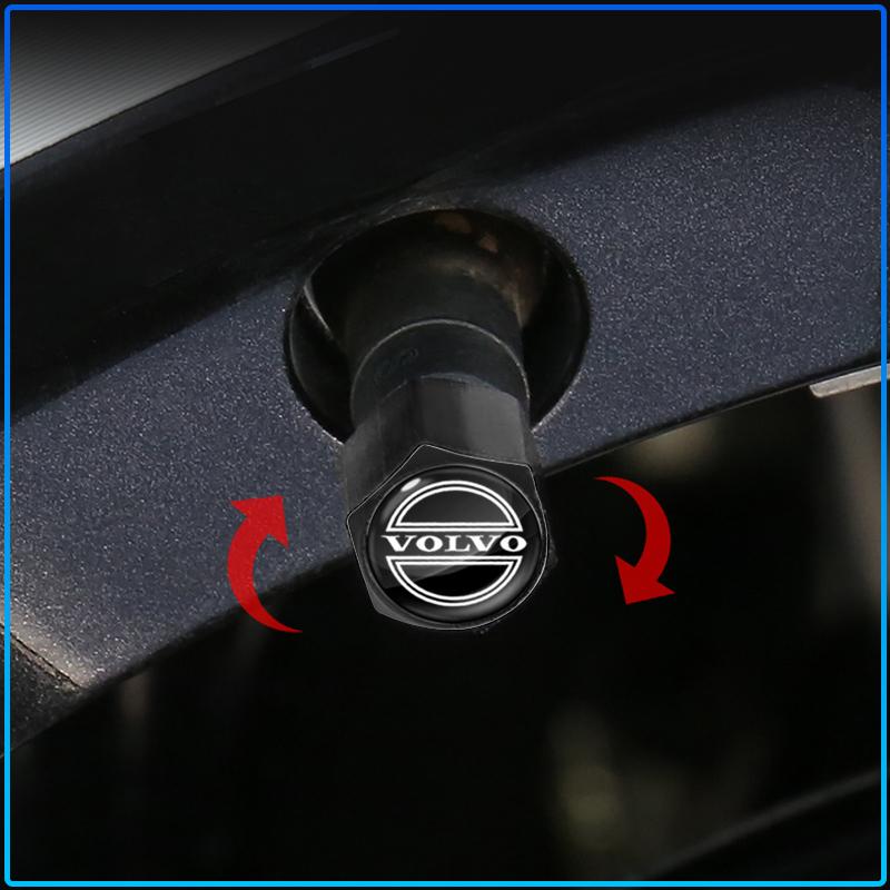 1Set Car Valve Stem Nozzles Tire Valve Cover Anti-Theft Dust Hats Car Keychain For Volvo XC90 XC60 XC70 XC40 V90 V60 V40 C70 C30 S80