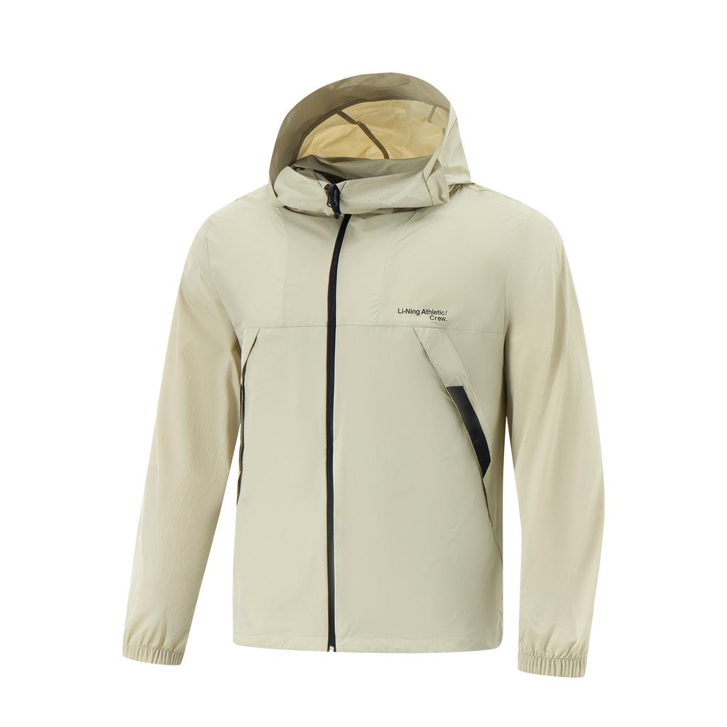 Li-Ning City Outdoor Series Solid Color Zipper Hooded Loose UV Protection Breathable Sun Protection Jacket Men Jackets Lime AFDV461-5