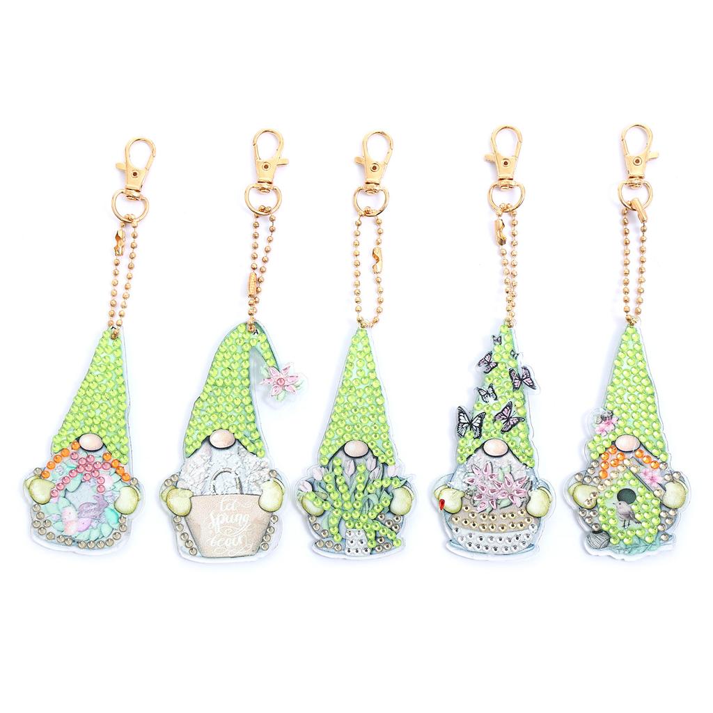 Exquisite Design DIY Painting Gnome Keychain Suitable for Ladies Handbag Decorate Your Keys, Cards and Car Key