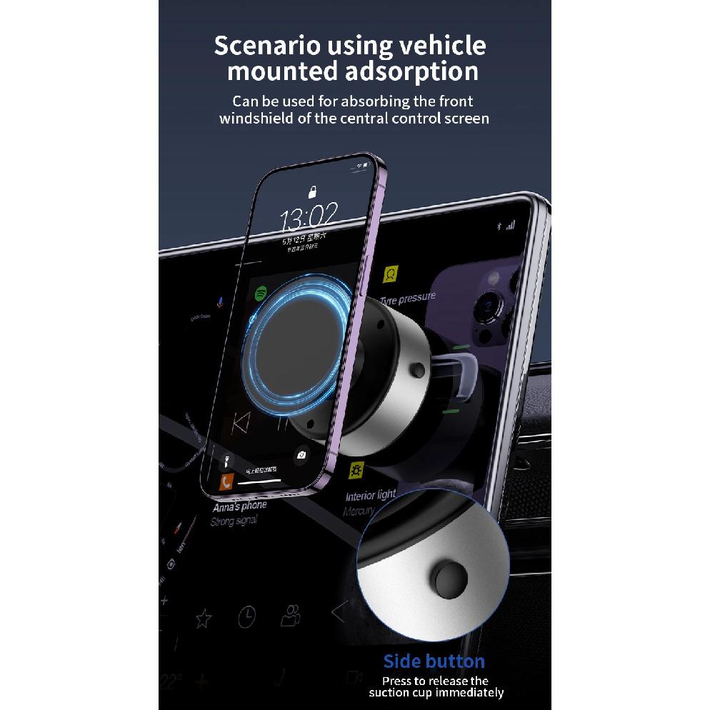 Car Mount Mobile Phone Holder Magnetic Black Technology Universal Adsorption Bracket for iPhone Samsung Vacuum Adsorption Stable