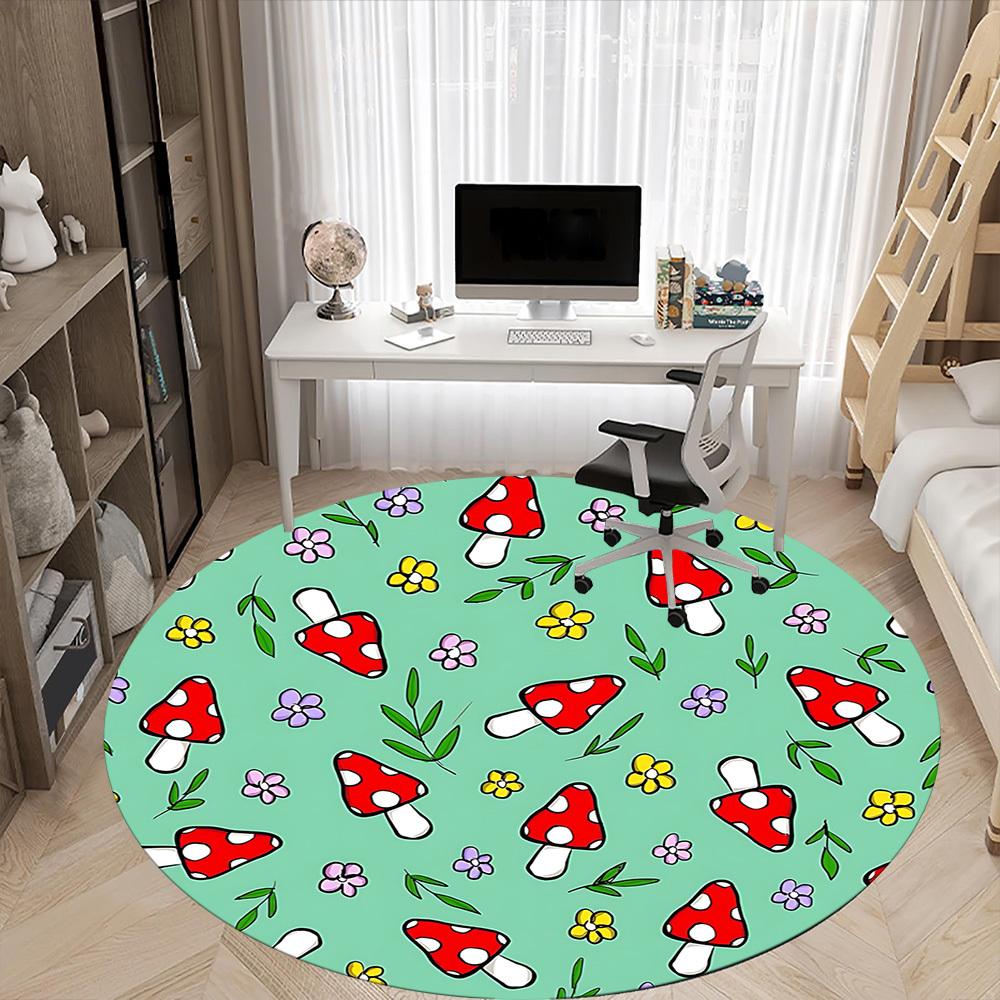 1PC Mushroom Pattern Chair Carpet for Office, Indoor Non-Slip Washable Carpet, Soft Comfortable Mat For Office Room yy250930225