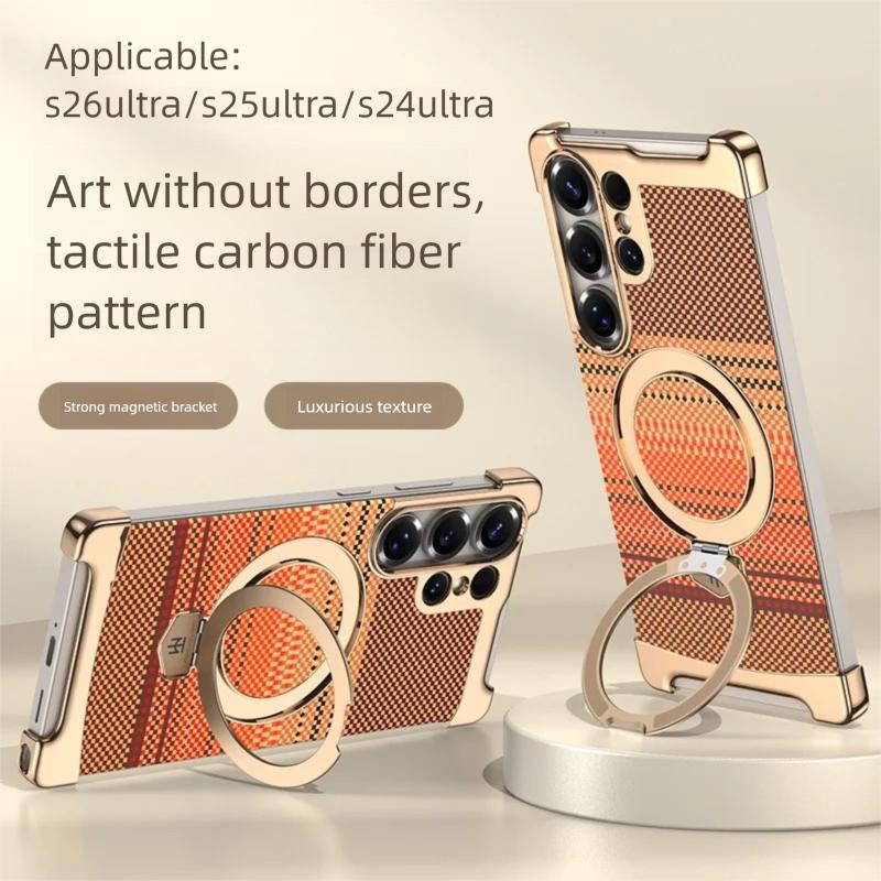 Luxe Metalen Bumper Case voor Samsung Galaxy S26 Ultra/S25 Ultra/S24 Ultra Magnetische Cover met 360° Ring Standhouder Randloos