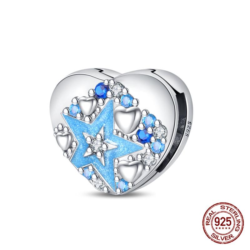 Original 100% 925 Silver Lucky Clover Patron Saint Flat Bead Fit Original Flat Bracelet DIY Jewelry Making Women's Gift