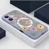 Magnetic Floral Phone Case For iPhone 16 15 14 Pro Max 13 12 Pro 11 For Magsafe Wireless Charge Flowers Soft Edge Acrylic Cover